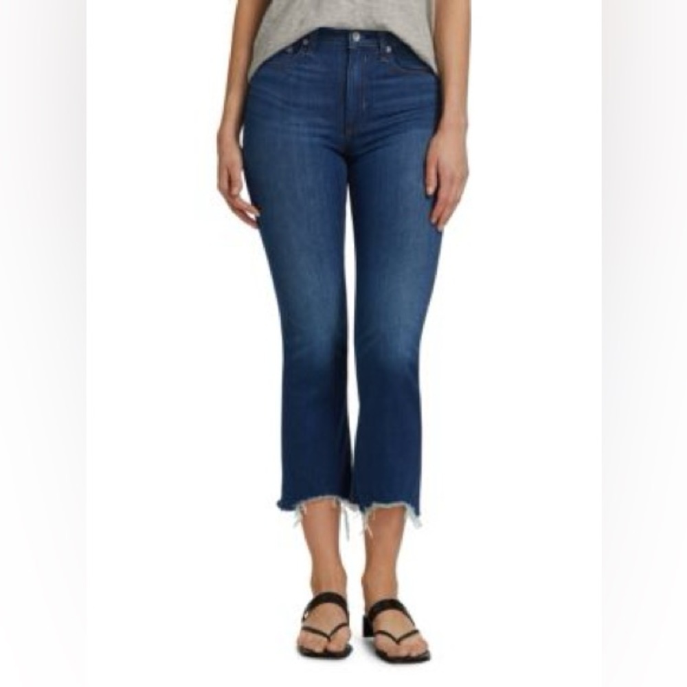 Rag & Bone Nina High Rise Ankle Flare Crossfield Jeans Distressed Hem - Picture 10 of 11